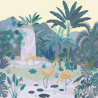 Пляж с фламинго