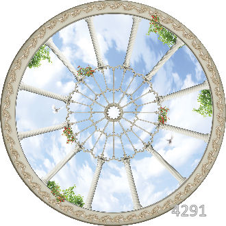 Потолок с арками и птицами